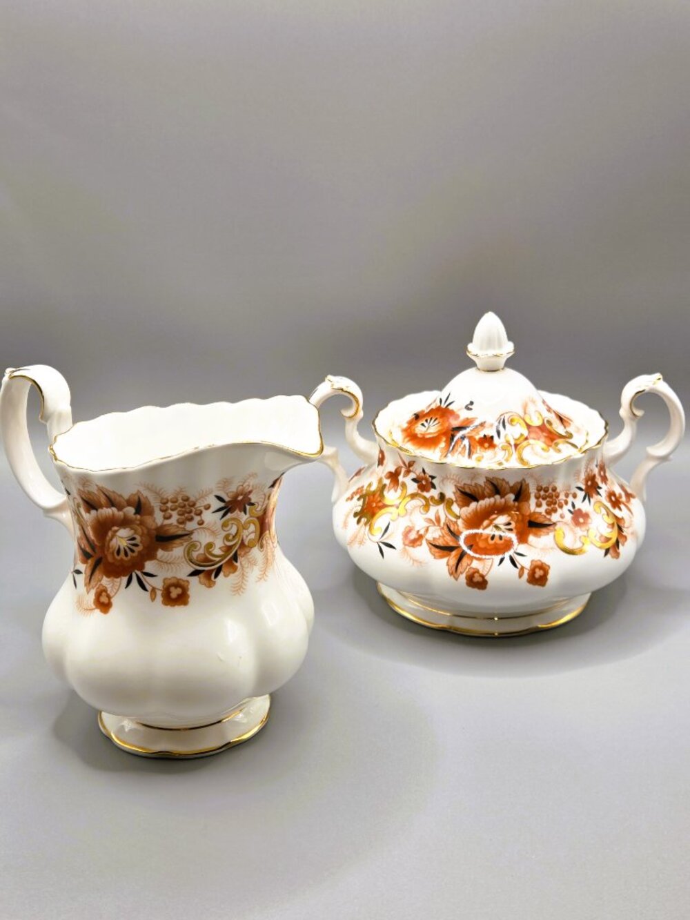 Royal Albert Keepsake Sugar Bowl & Creamer Set Bone China England Floral Vintage